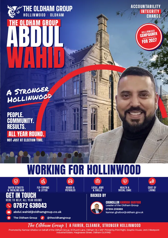 Front of the Hollinwood 2027 campaign leaflet
